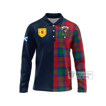 Byres (Byses) Tartan Long Sleeve Polo Shirt Alba with Scottish Lion Royal Arm Half Style Unisex - Tartan Vibes Clothing