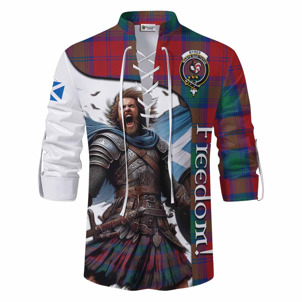 Tartan Vibes Clothing Byres (Byses) Crest Tartan Ghillie Kilt Shirt Inspired by the Freedom of Scottish Warrior