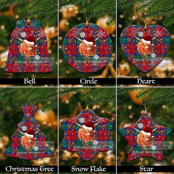 Byres (Byses) Tartan Christmas Ceramic Ornaments with Twinkle Highland Cattle Ceramic - Tartan Vibes Clothing