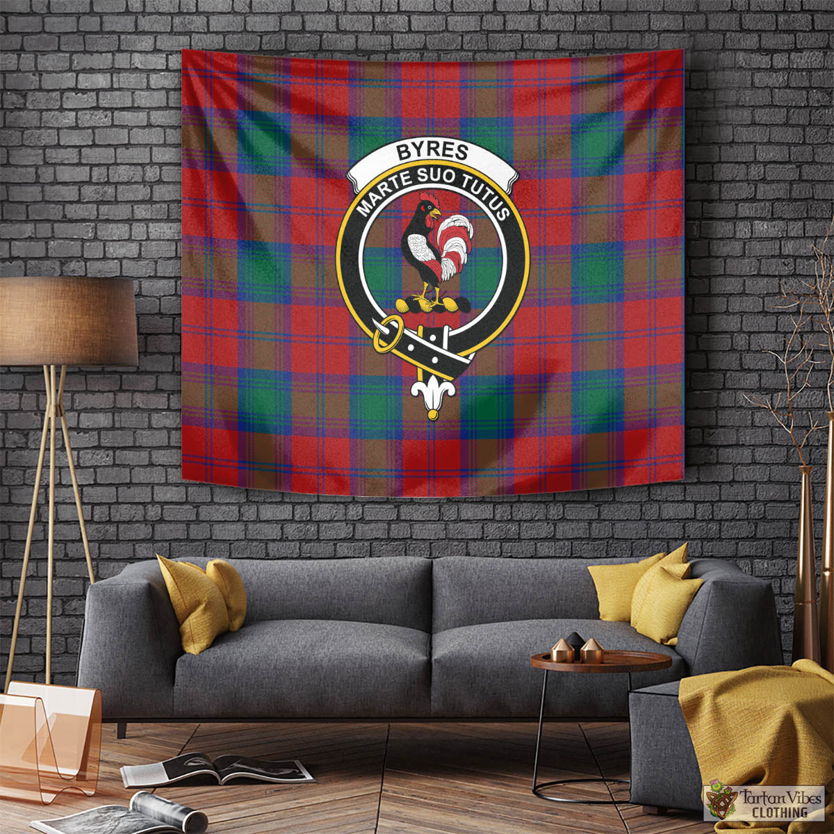 Byres (Byses) Tartan Tapestry Wall Hanging and Home Decor for Room with Family Crest Tapestry - Tartan Vibes Clothing