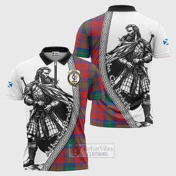 Byres (Byses) Tartan Clan Crest Zipper Polo Shirt with Highlander Warrior Celtic Style Unisex - Tartan Vibes Clothing