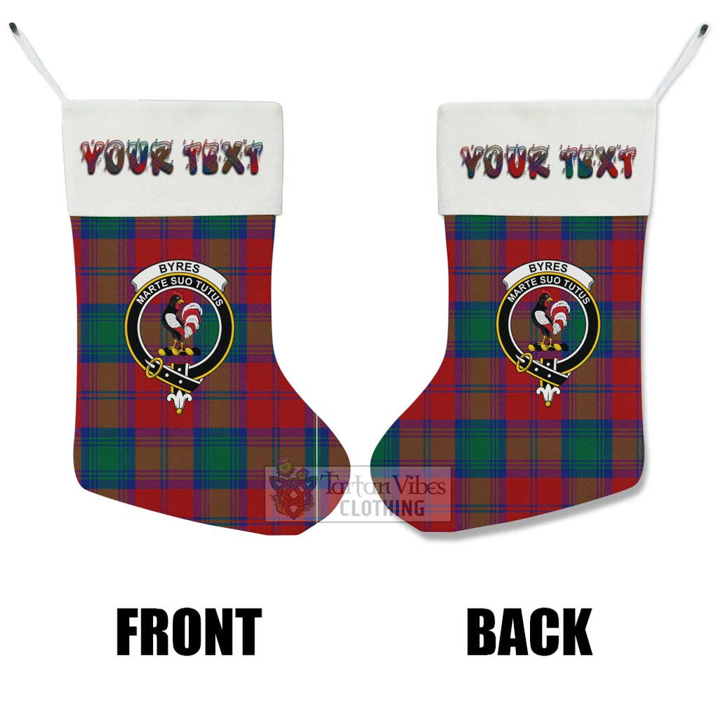 Byres (Byses) Tartan Family Crest Christmas Stocking with Personalized Text - Tartan Vibes Clothing