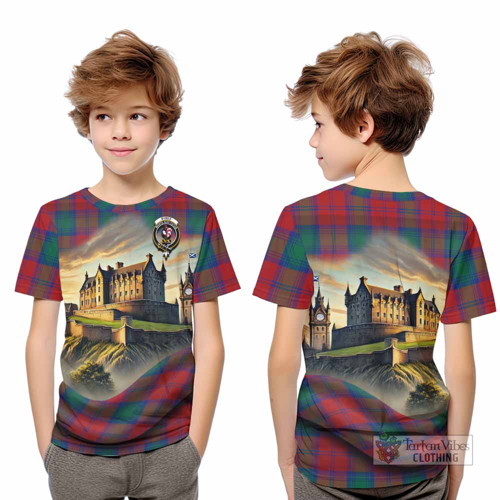 Byres (Byses) Tartan Family Crest Kid T-Shirt with Scottish Ancient Castle Style - Tartan Vibes Clothing