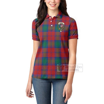 Byres (Byses) Tartan Women's Polo Shirt with Family Crest and Bearded Skull Holding Bottles of Whiskey - Tartan Vibes Clothing