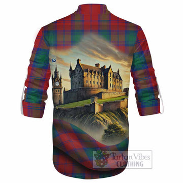 Byres (Byses) Tartan Family Crest Ghillie Kilt Shirt with Scottish Ancient Castle Style - Tartan Vibes Clothing