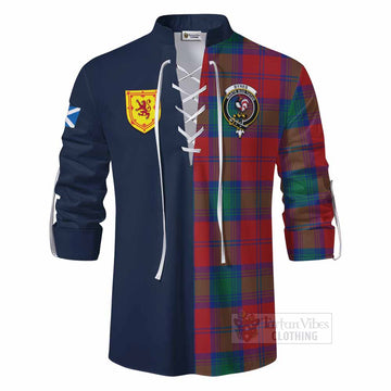 Byres (Byses) Tartan Ghillie Kilt Shirt Alba with Scottish Lion Royal Arm Half Style - Tartan Vibes Clothing