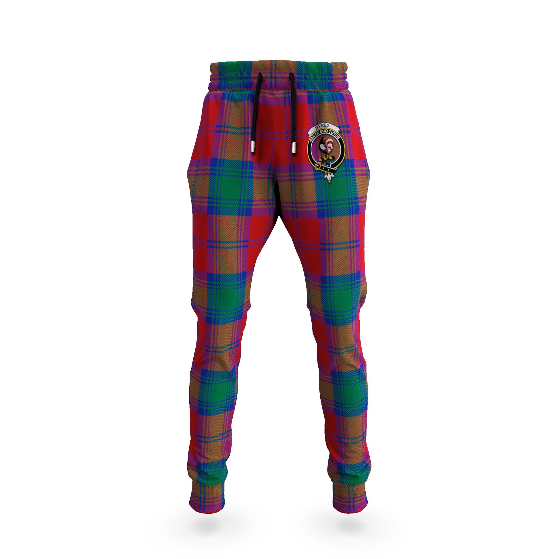 Byres (Byses) Tartan Joggers Pants with Family Crest 5XL - Tartan Vibes Clothing