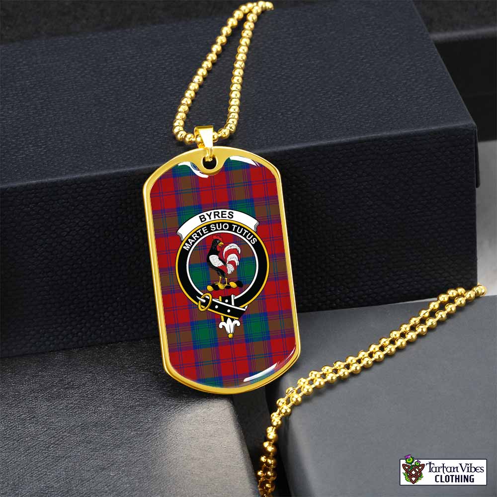 Byres (Byses) Tartan Dog Tag Necklace with Family Crest Gold No - Tartan Vibes Clothing