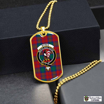 Byres (Byses) Tartan Dog Tag Necklace with Family Crest Gold No - Tartan Vibes Clothing