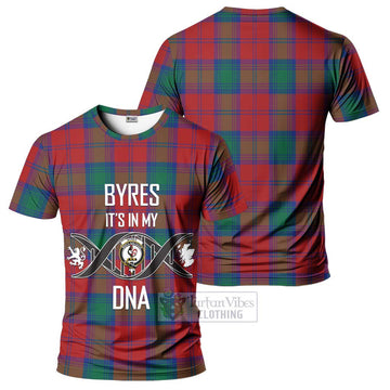 Byres (Byses) Tartan T-Shirt with Family Crest DNA In Me Style - Tartan Vibes Clothing