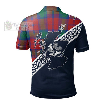 Byres (Byses) Tartan Polo Shirt Featuring Thistle and Scotland Map - Tartanvibesclothing Store
