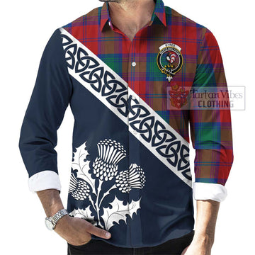 Byres (Byses) Tartan Long Sleeve Button Shirt Featuring Thistle and Scotland Map Men's Shirt - Tartan Vibes Clothing