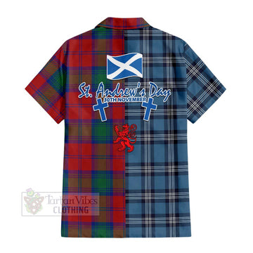 Byres (Byses) Tartan Hawaiian Shirt Happy St. Andrew's Day Half Tartan Style - Tartan Vibes Clothing