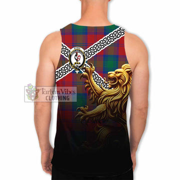 Byres (Byses) Crest Tartan Men's Tank Top with Golden Lion Emblem Celtic Style - Tartan Vibes Clothing
