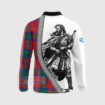 Byres (Byses) Tartan Clan Crest Long Sleeve Polo Shirt with Highlander Warrior Celtic Style - Tartan Vibes Clothing