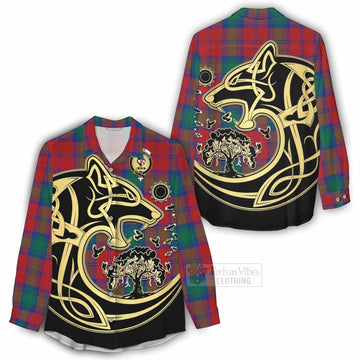 Byres (Byses) Tartan Women's Casual Shirt with Family Crest Celtic Wolf Style - Tartan Vibes Clothing