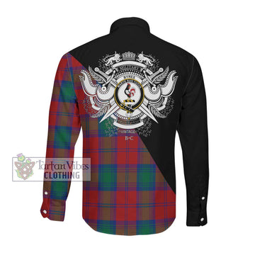 Byres (Byses) Tartan Long Sleeve Button Shirt with Family Crest and Military Logo Style Men's Shirt - Tartanvibesclothing Shop