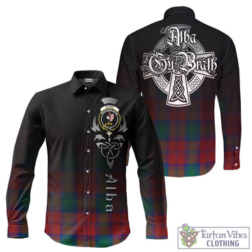 Tartan Vibes Clothing Byres (Byses) Tartan Long Sleeve Button Up Featuring Alba Gu Brath Family Crest Celtic Inspired