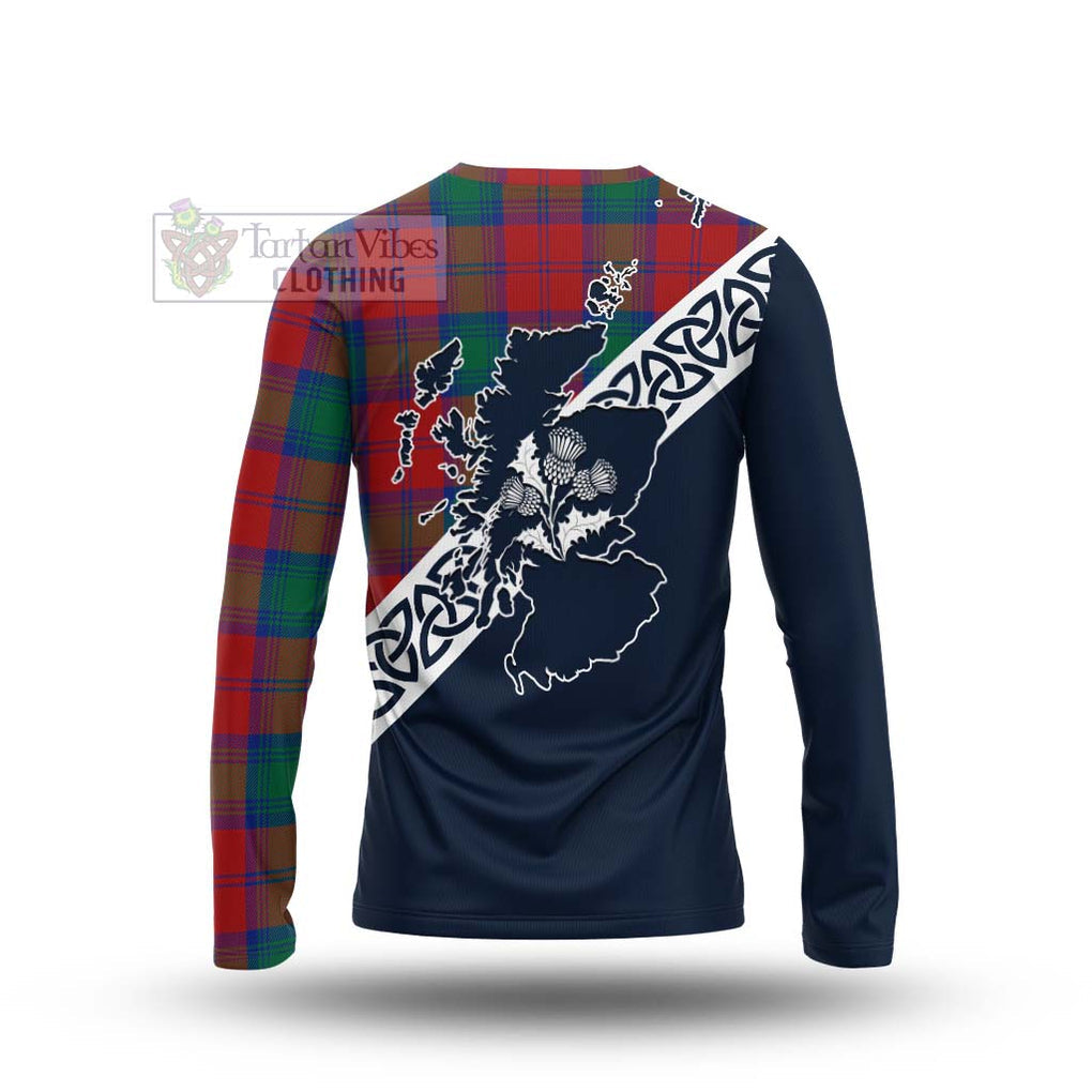 Byres (Byses) Tartan Long Sleeve T-Shirt Featuring Thistle and Scotland Map - Tartan Vibes Clothing