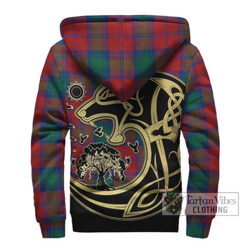 Byres (Byses) Tartan Sherpa Hoodie with Family Crest Celtic Wolf Style - Tartan Vibes Clothing