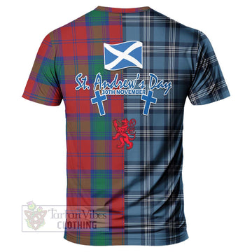 Byres (Byses) Tartan T-Shirt Happy St. Andrew's Day Half Tartan Style - Tartan Vibes Clothing