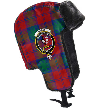 Byres (Byses) Tartan Winter Trapper Hat with Family Crest - Tartan Vibes Clothing