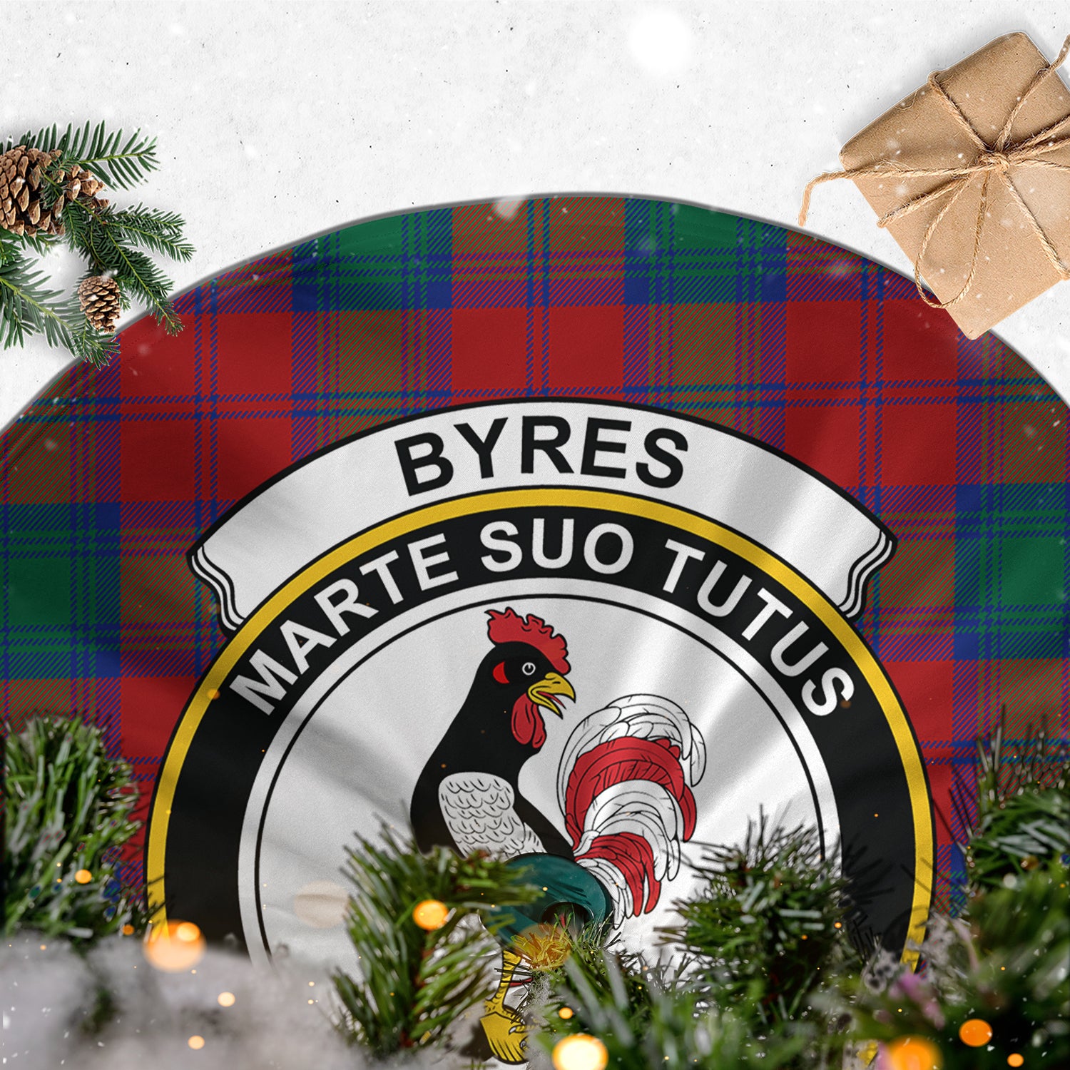 Byres (Byses) Tartan Christmas Tree Skirt with Family Crest - Tartan Vibes Clothing