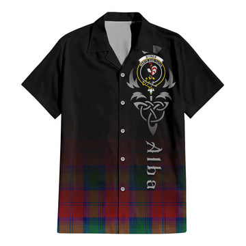 Tartan Vibes Clothing Byres (Byses) Tartan Short Sleeve Button Up Featuring Alba Gu Brath Family Crest Celtic Inspired