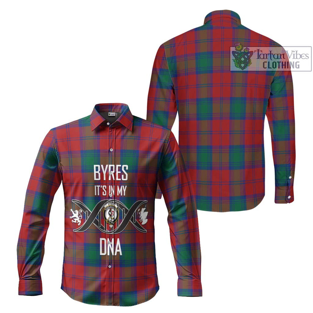 Byres (Byses) Tartan Long Sleeve Button Shirt with Family Crest DNA In Me Style Men's Shirt - Tartanvibesclothing Shop