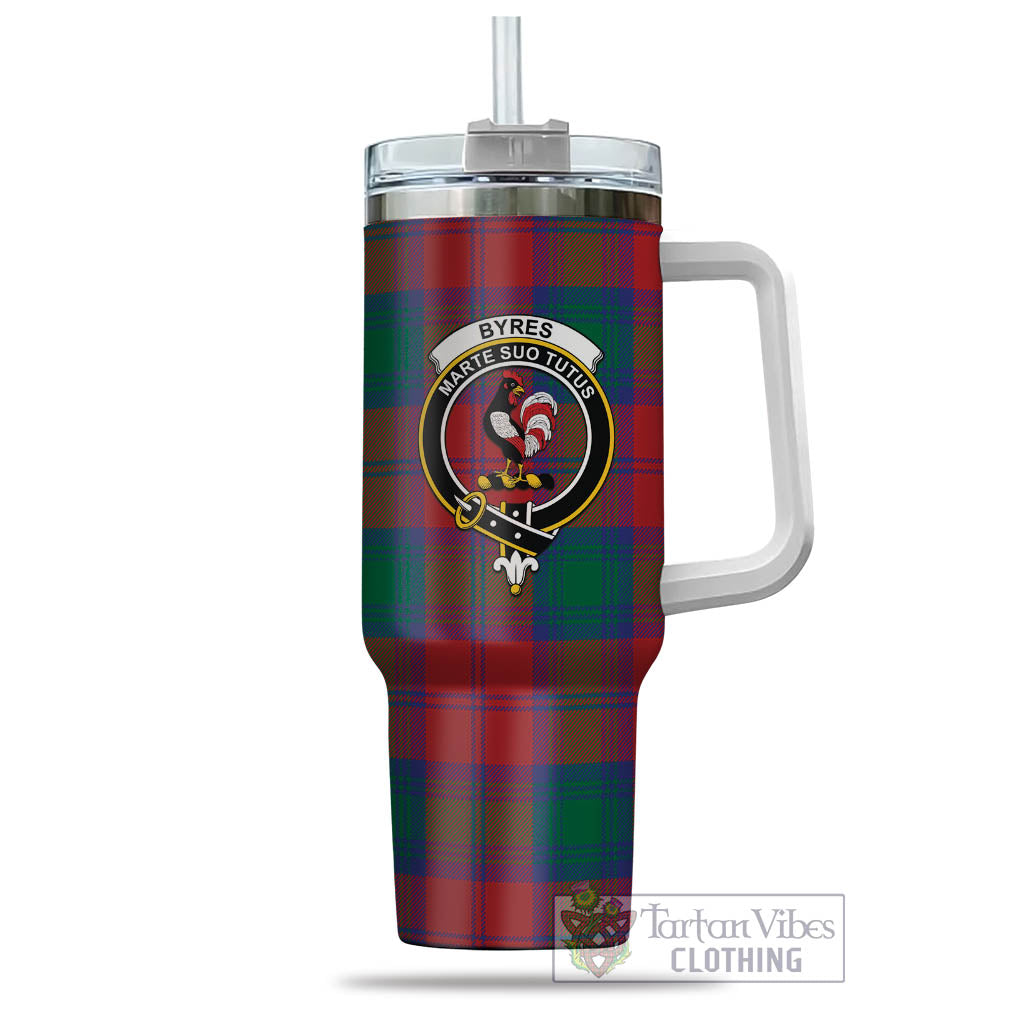 Byres (Byses) Tartan Tumbler with Handle with Family Crest - Tartan Vibes Clothing