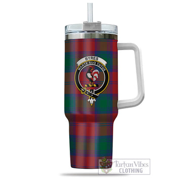 Byres (Byses) Tartan Tumbler with Handle with Family Crest - Tartan Vibes Clothing