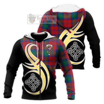 Byres (Byses) Tartan Knitted Hoodie with Family Crest and Celtic Symbol Style Unisex Knitted Zip Hoodie - Tartan Vibes Clothing