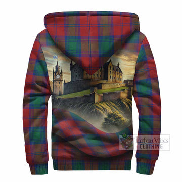 Byres (Byses) Tartan Family Crest Sherpa Hoodie with Scottish Ancient Castle Style - Tartan Vibes Clothing