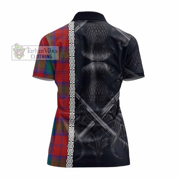 Byres (Byses) Tartan Women's Polo Shirt with Family Crest Cross Sword Thistle Celtic Vibes - Tartan Vibes Clothing