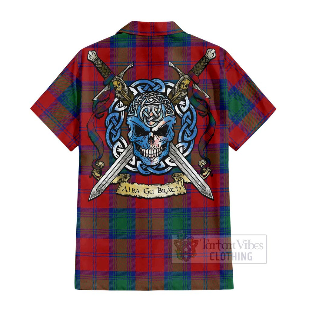 Byres (Byses) Tartan Hawaiian Shirt with Family Crest Celtic Skull Style - Tartan Vibes Clothing