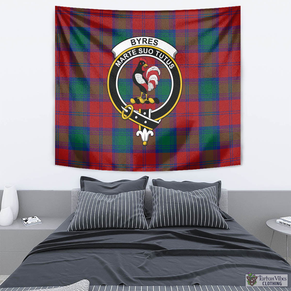 Byres (Byses) Tartan Tapestry Wall Hanging and Home Decor for Room with Family Crest - Tartan Vibes Clothing