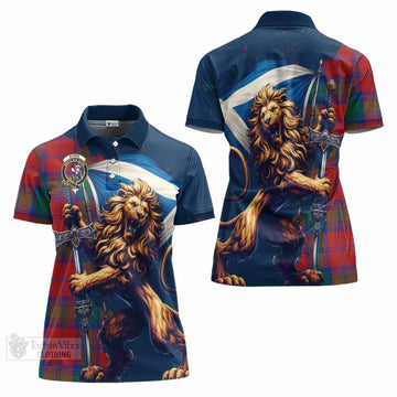 Byres (Byses) Tartan Family Crest Women's Polo Shirt with Scottish Majestic Lion - Tartan Vibes Clothing