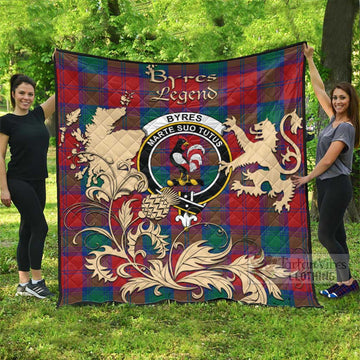 Tartan Vibes Clothing Byres (Byses) Tartan Quilt with Family Crest and Scottish Symbol Style