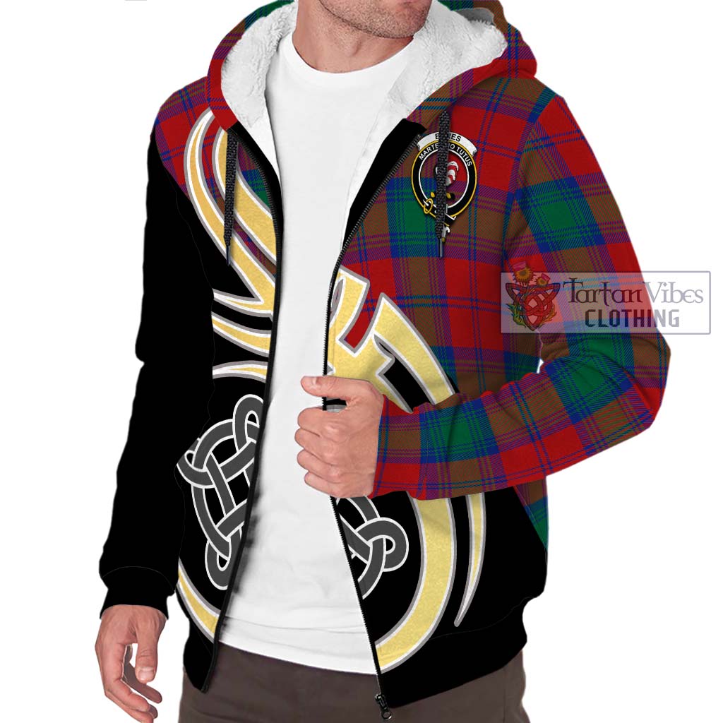 Byres (Byses) Tartan Sherpa Hoodie with Family Crest and Celtic Symbol Style - Tartan Vibes Clothing