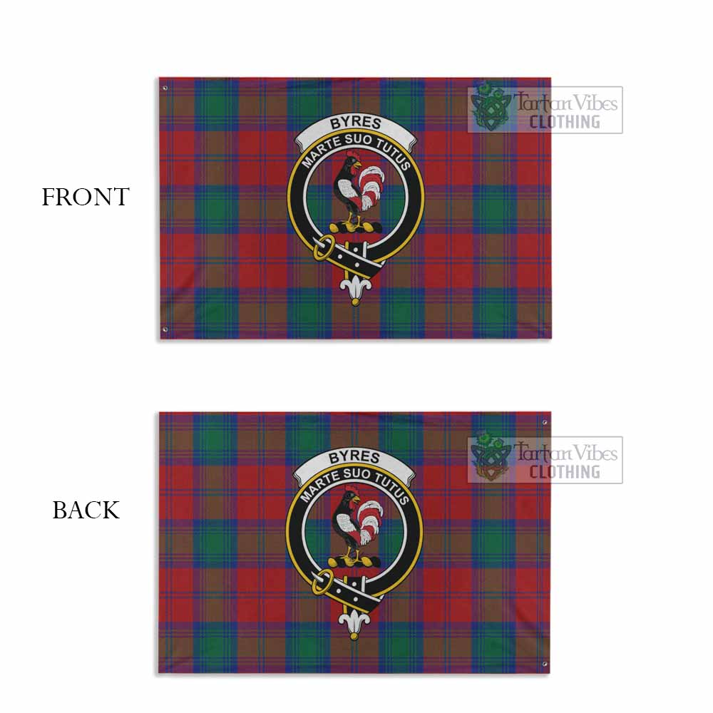Tartan Vibes Clothing Byres (Byses) Tartan House Flag with Family Crest