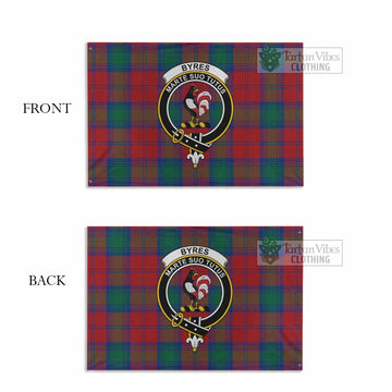 Tartan Vibes Clothing Byres (Byses) Tartan House Flag with Family Crest