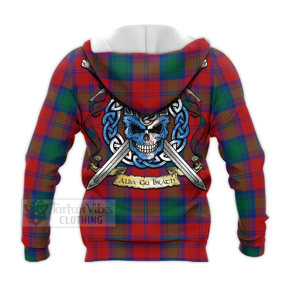 Byres (Byses) Tartan Knitted Hoodie with Family Crest Celtic Skull Style - Tartan Vibes Clothing