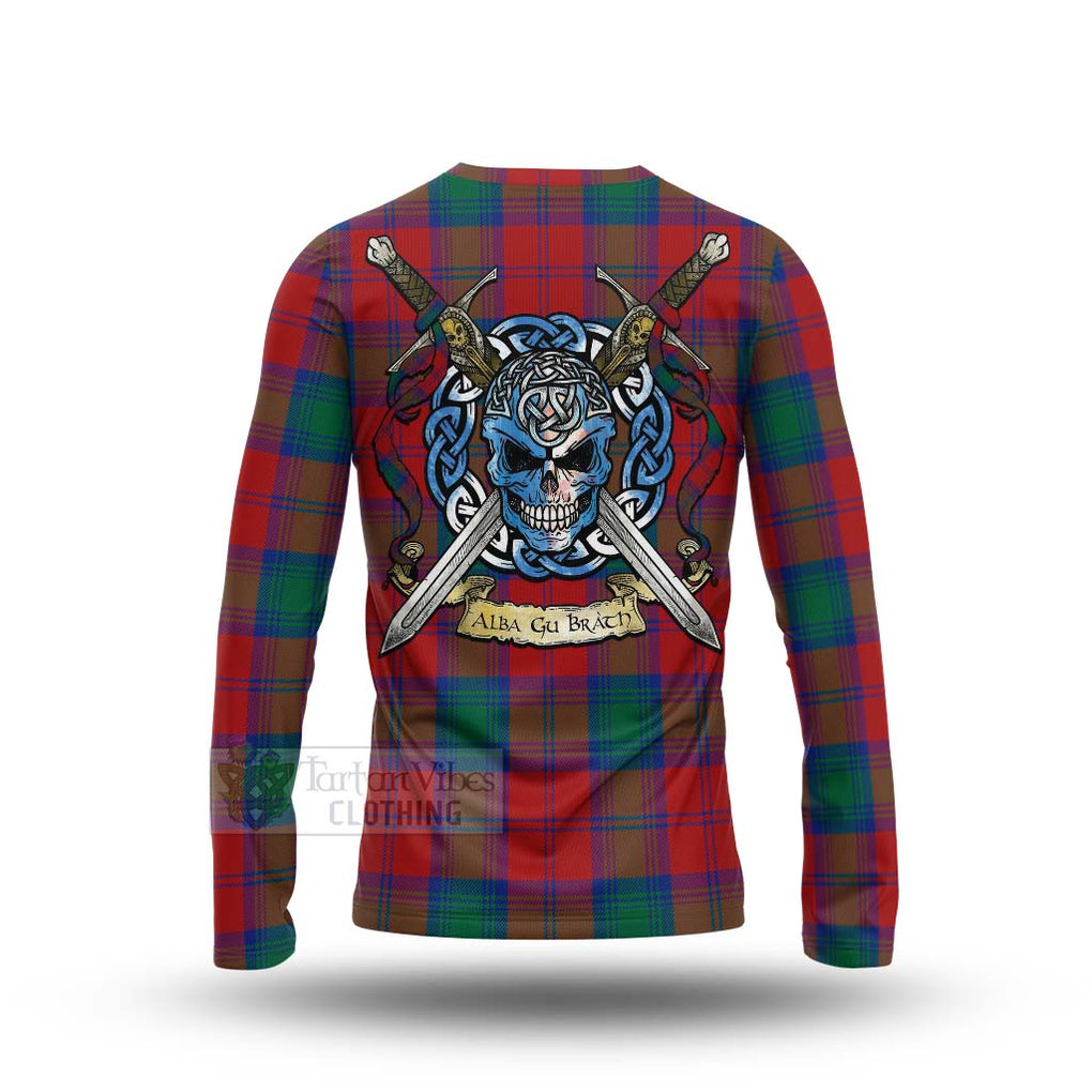 Byres (Byses) Tartan Long Sleeve T-Shirt with Family Crest Celtic Skull Style - Tartan Vibes Clothing