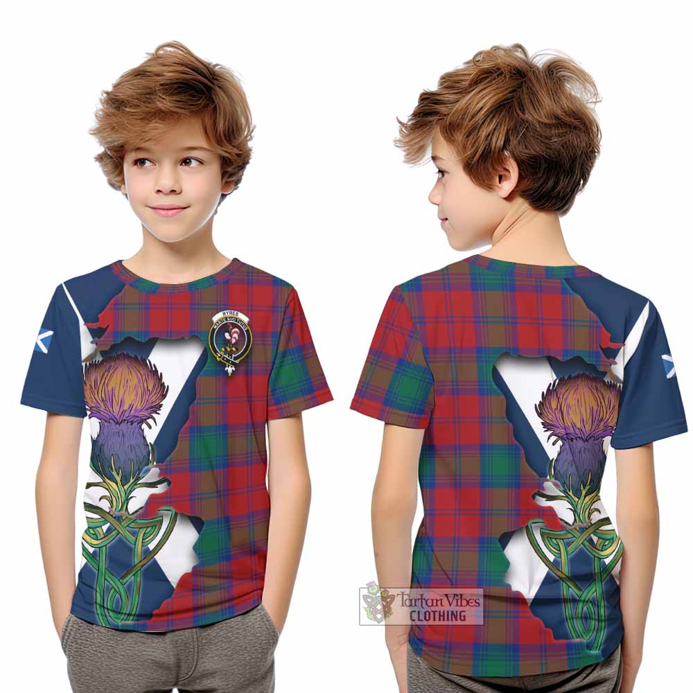 Byres (Byses) Tartan Family Crest Kid T-Shirt Scottish Thistle Celtic Inspired - Tartan Vibes Clothing