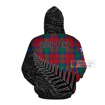 Tartan Vibes Clothing Byres (Byses) Crest Tartan Cotton Hoodie with New Zealand Silver Fern Half Style