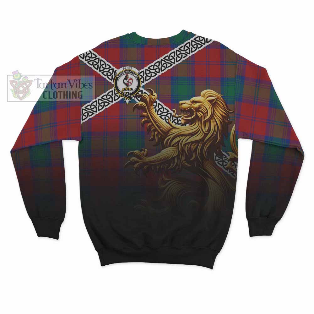 Byres (Byses) Crest Tartan Sweatshirt with Golden Lion Emblem Celtic Style - Tartan Vibes Clothing
