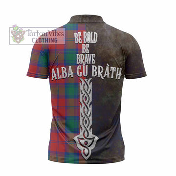 Byres (Byses) Tartan Family Crest Zipper Polo Shirt Alba Gu Brath Be Brave Lion Ancient Style - Tartan Vibes Clothing