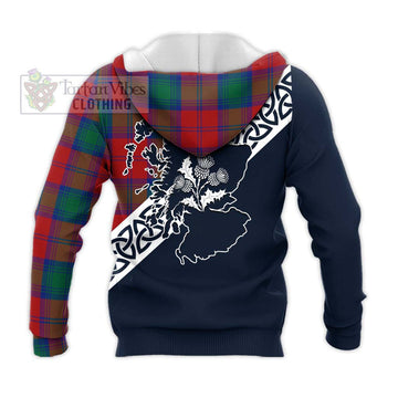 Byres (Byses) Tartan Knitted Hoodie Featuring Thistle and Scotland Map - Tartan Vibes Clothing