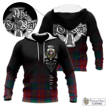 Tartan Vibes Clothing Byres (Byses) Tartan Knitted Hoodie Featuring Alba Gu Brath Family Crest Celtic Inspired