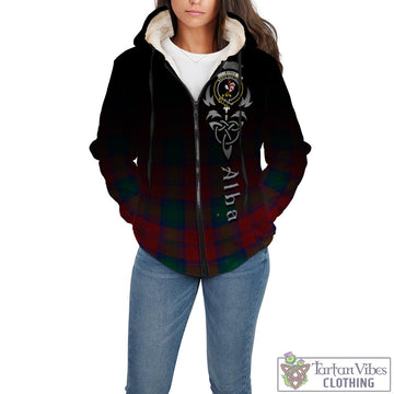 Tartan Vibes Clothing Byres (Byses) Tartan Sherpa Hoodie Featuring Alba Gu Brath Family Crest Celtic Inspired